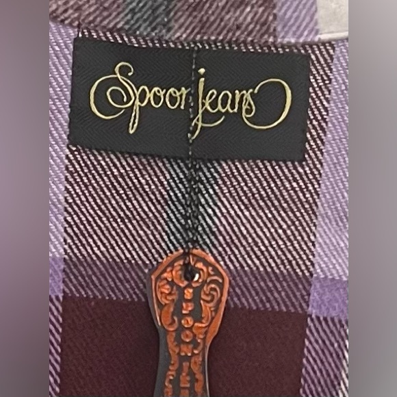 NWT Spoonjeans Plaid Cropped Jacket size 2X Purple Black White Burgundy - Picture 6 of 6